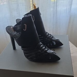 All Saints Black Strappy Heels with Stiletto